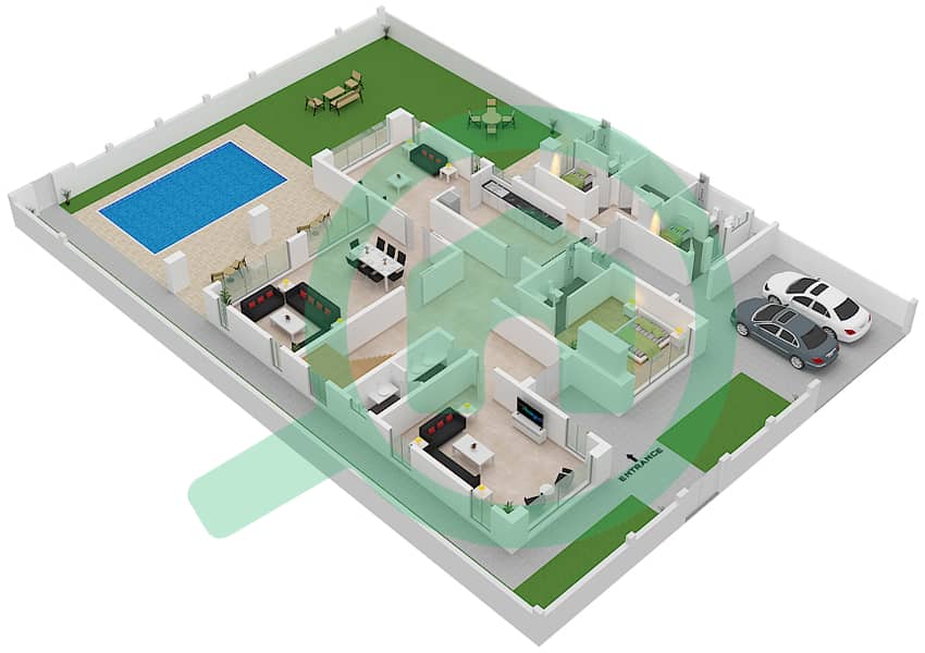 Bermuda Villas - 5 Bedroom Villa Type D Floor plan interactive3D