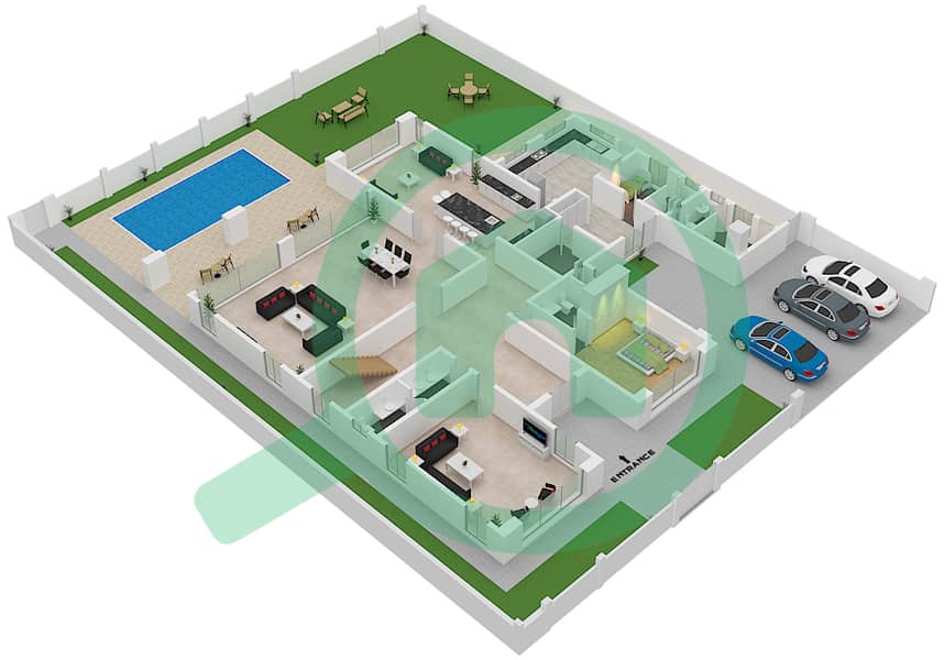 المخططات الطابقية لتصميم النموذج E فیلا 6 غرف نوم - فلل بيرمودا interactive3D
