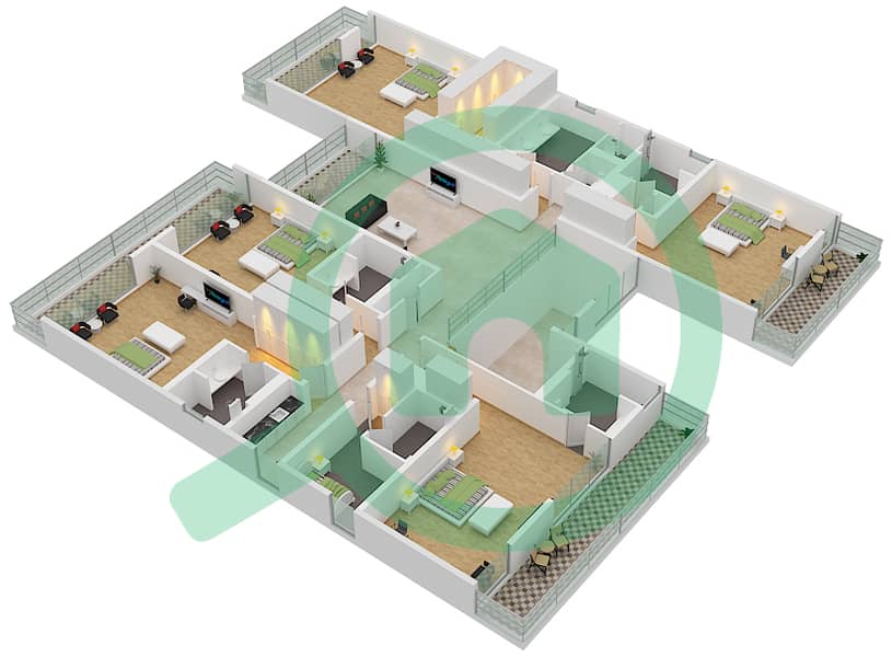Majestic Vistas - 6 Bedroom Villa Type AMBROSE Floor plan First Floor interactive3D