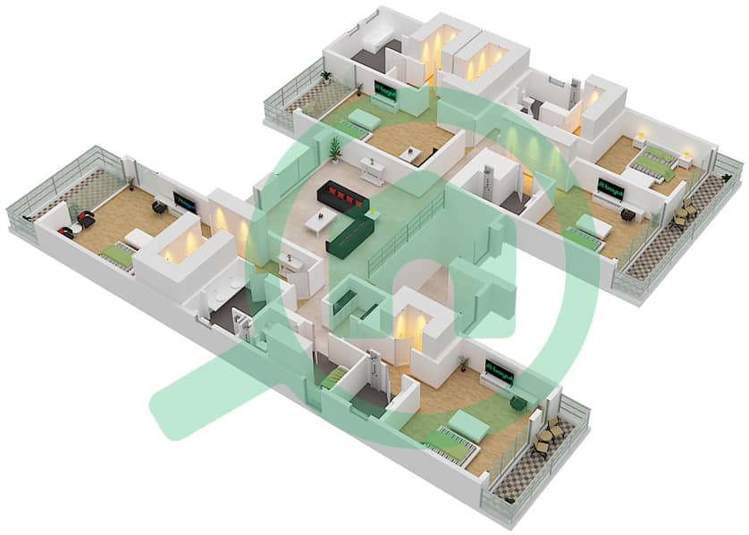 Majestic Vistas - 6 Bedroom Villa Type ROWAN Floor plan interactive3D