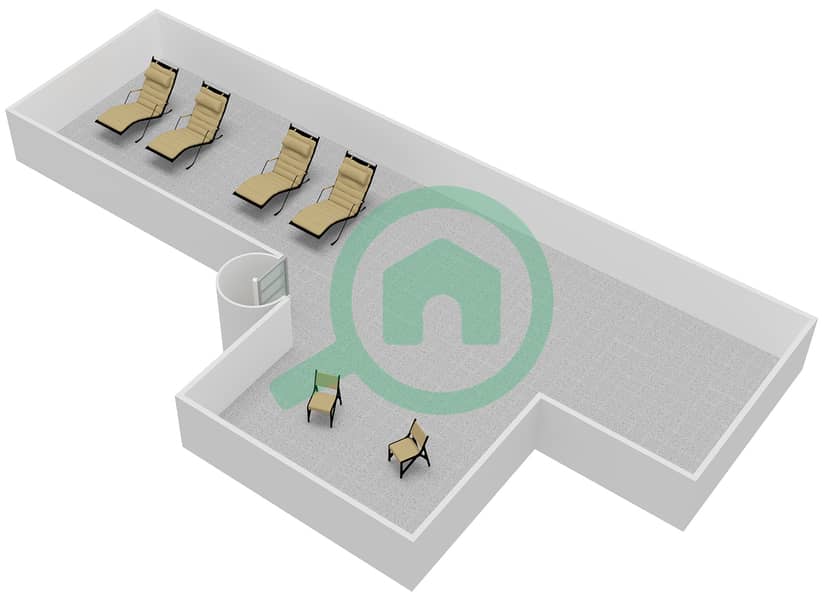 المخططات الطابقية لتصميم النموذج B بنتهاوس 2 غرفة نوم - الواحة ريزيدنس 1 interactive3D