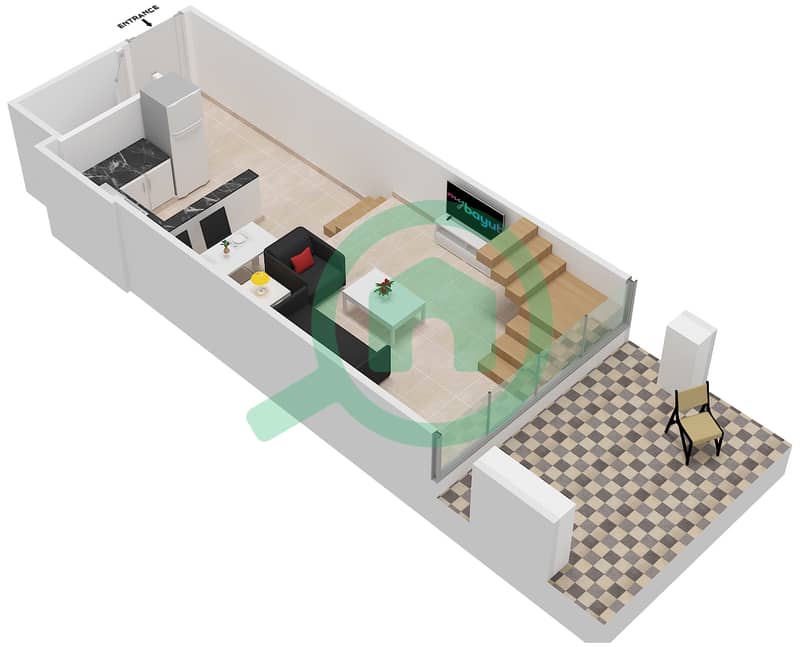 Оазис Резиденсес Ван - Таунхаус 2 Cпальни планировка Тип A interactive3D