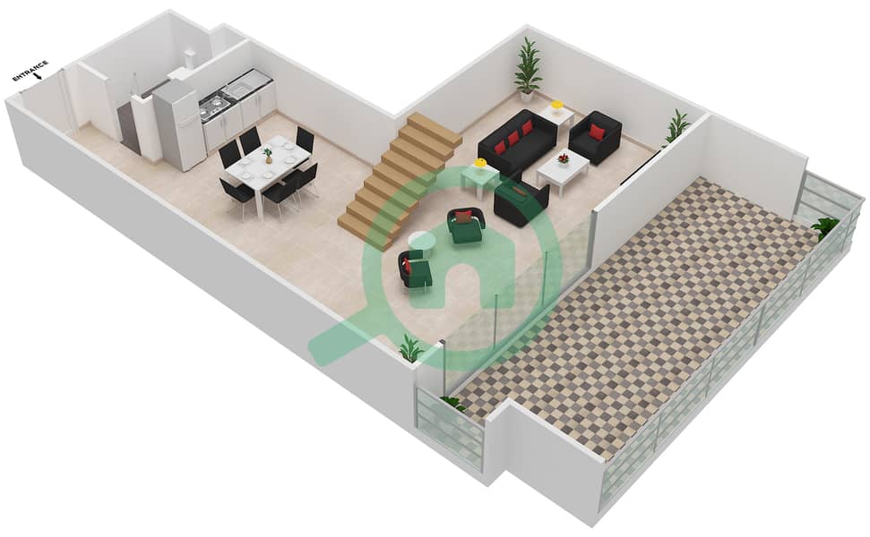 Oasis Residences One - 2 Bedroom Penthouse Type C Floor plan interactive3D