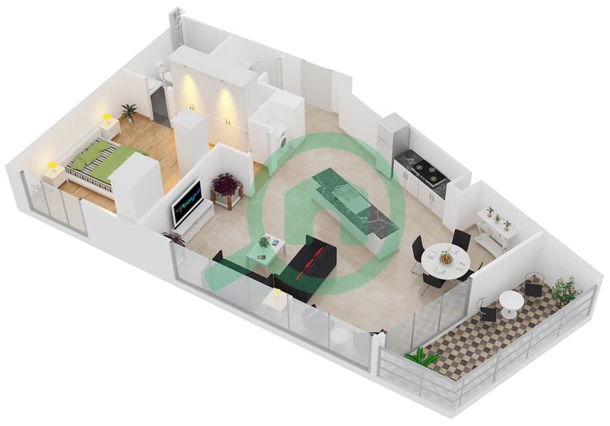 Belgravia 3 - 1 Bedroom Apartment Type 10 Floor plan interactive3D