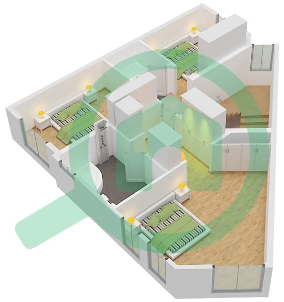 المخططات الطابقية لتصميم الوحدة B5,P5 فیلا 3 غرف نوم - الراشدية First Floor interactive3D