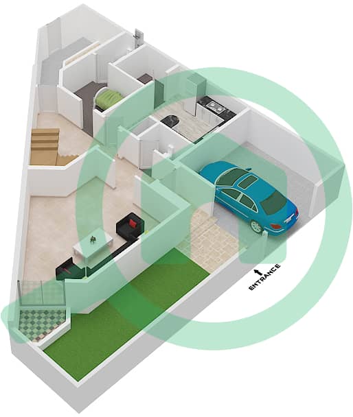 Al Rashidiya - 3 Bedroom Villa Unit P4 Floor plan Ground Floor interactive3D