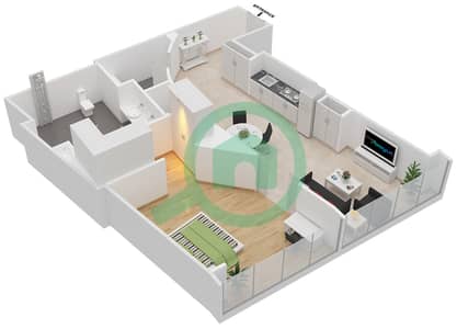 The Opus - 1 Bedroom Apartment Type/unit RA/118,318 Floor plan