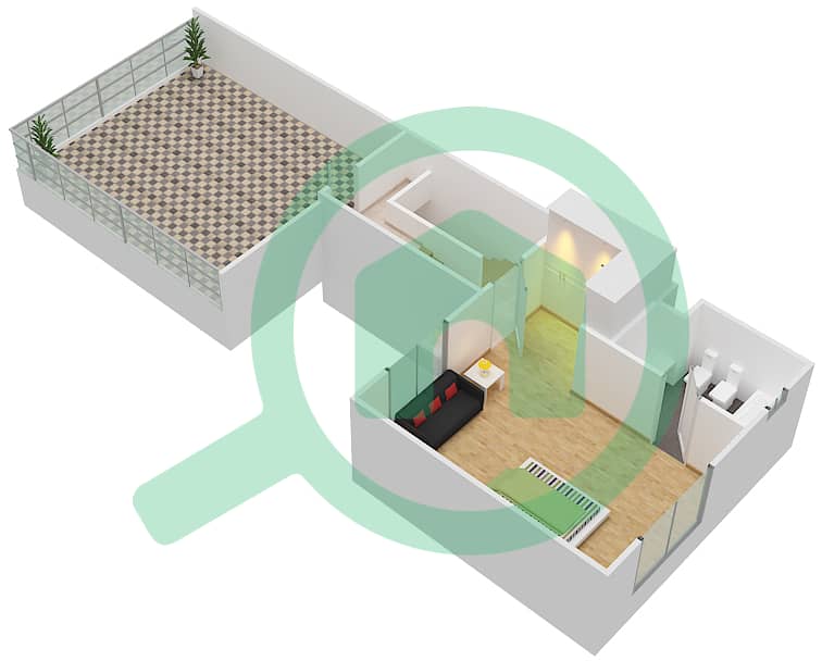 المخططات الطابقية لتصميم النموذج C فیلا 3 غرف نوم - فلل واحة Second Floor interactive3D