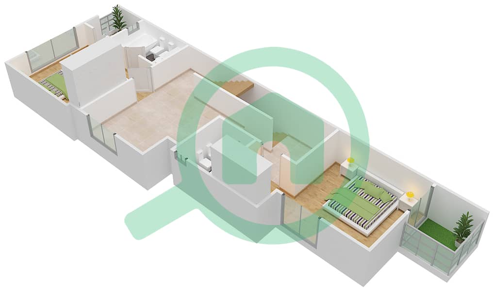 المخططات الطابقية لتصميم النموذج G فیلا 3 غرف نوم - فلل واحة First Floor interactive3D