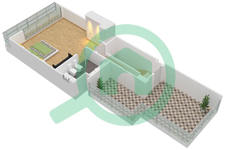 Оазис Виллас - Вилла 3 Cпальни планировка Тип G Second Floor interactive3D