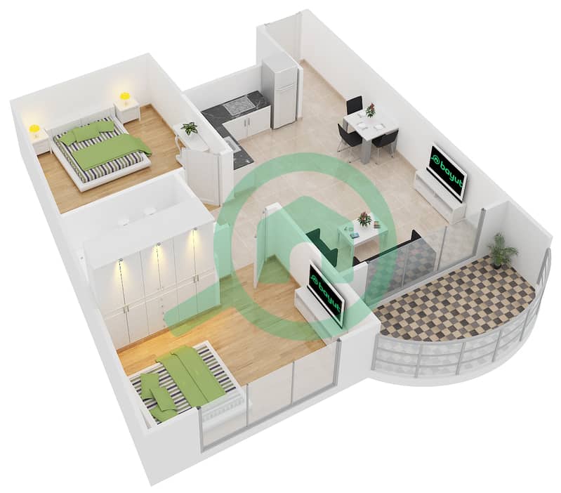 Knightsbridge Court - 2 Bedroom Apartment Unit T-14 Floor plan interactive3D