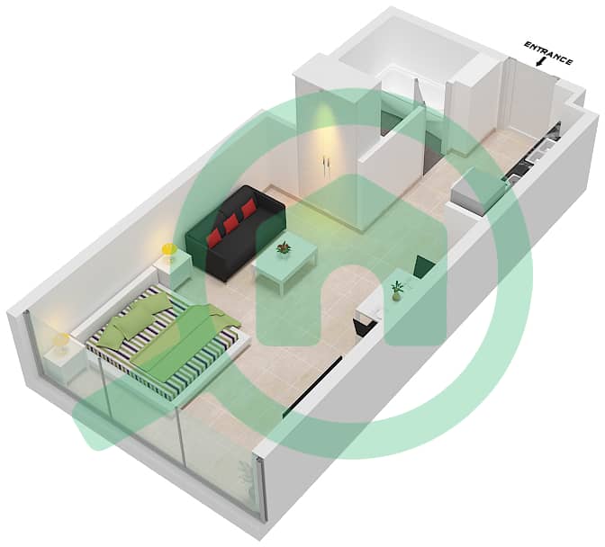 The Pulse Residence Plaza - 单身公寓类型C戶型图 interactive3D