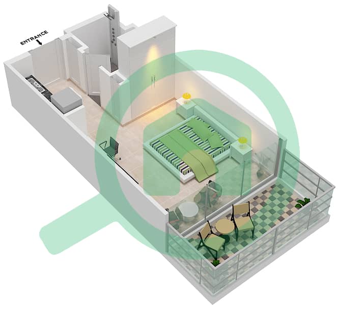 The Link 1 - Studio Apartment Type A-1 Floor plan interactive3D