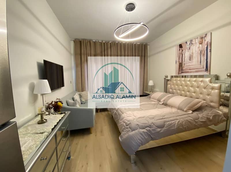 8 LUXOURIOUSLY  FURNISHED | WELL EQUIPED| BRAND NEW STUDIO| CHILLER FREE| AZIZI AURA | 12 CHEQUES