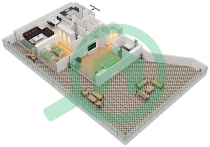 المخططات الطابقية لتصميم النموذج A شقة 2 غرفة نوم - أرتيسيا C