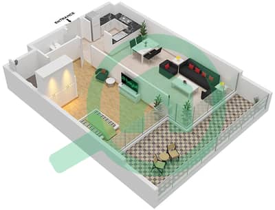 المخططات الطابقية لتصميم النموذج E شقة 1 غرفة نوم - أرتيسيا C