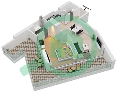 المخططات الطابقية لتصميم النموذج J1 شقة 1 غرفة نوم - أرتيسيا C