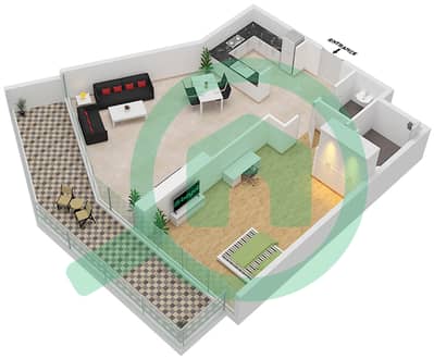 المخططات الطابقية لتصميم النموذج G2 شقة 1 غرفة نوم - أرتيسيا C