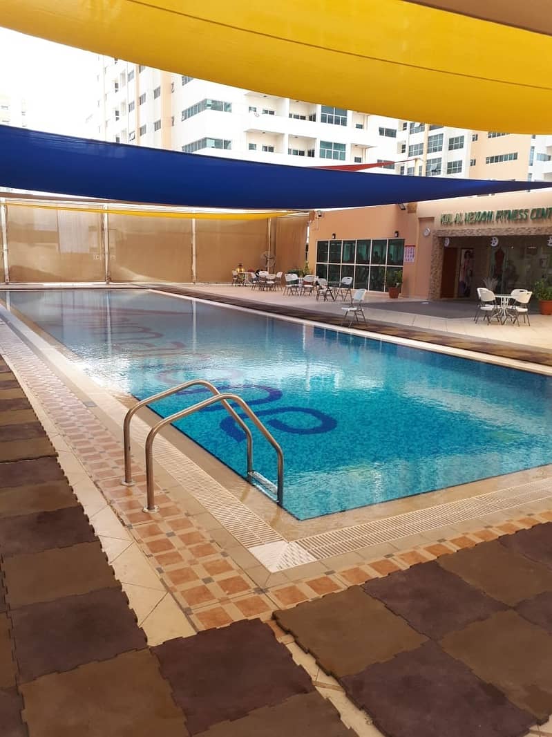 One-room apartment in Ajman One Towers. Large area close to the Corniche. There is a gym, swimming pool and a park inside the tower