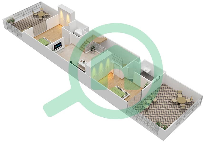 المخططات الطابقية لتصميم النموذج LEFT فیلا 3 غرف نوم - لوتس بارك interactive3D