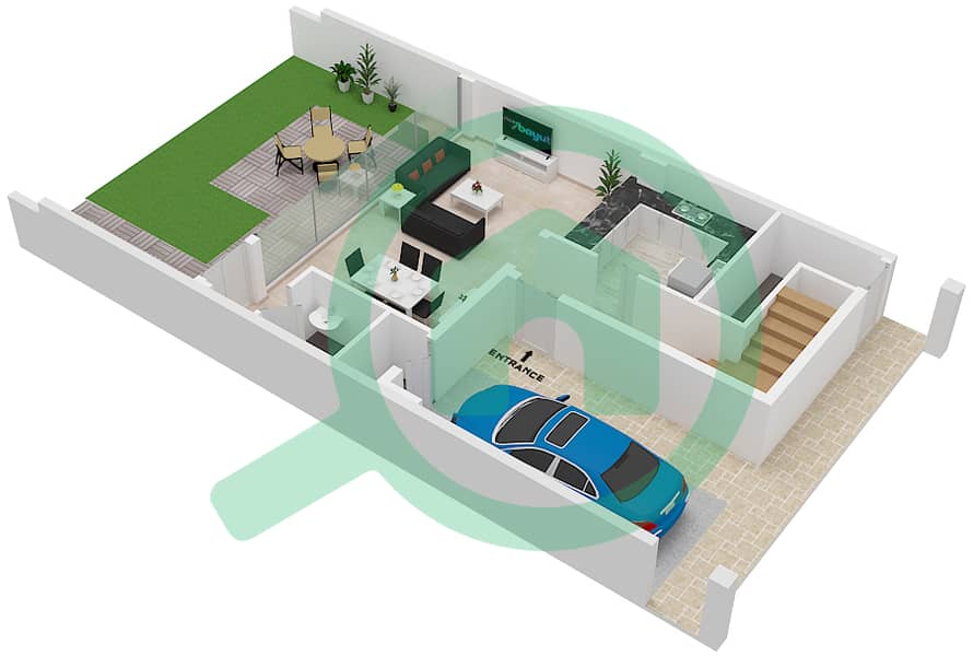 The Pulse Residence Plaza - 2 卧室联排别墅类型Q戶型图 interactive3D