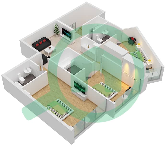 The Pulse Residence Plaza - 3 卧室联排别墅类型R戶型图 interactive3D