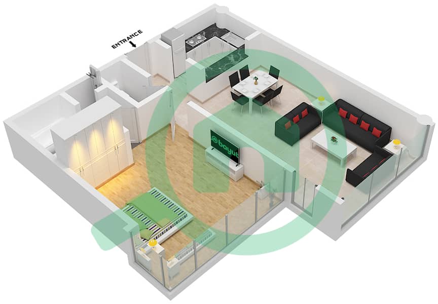 自由之家 - 1 卧室公寓类型C04戶型图 interactive3D