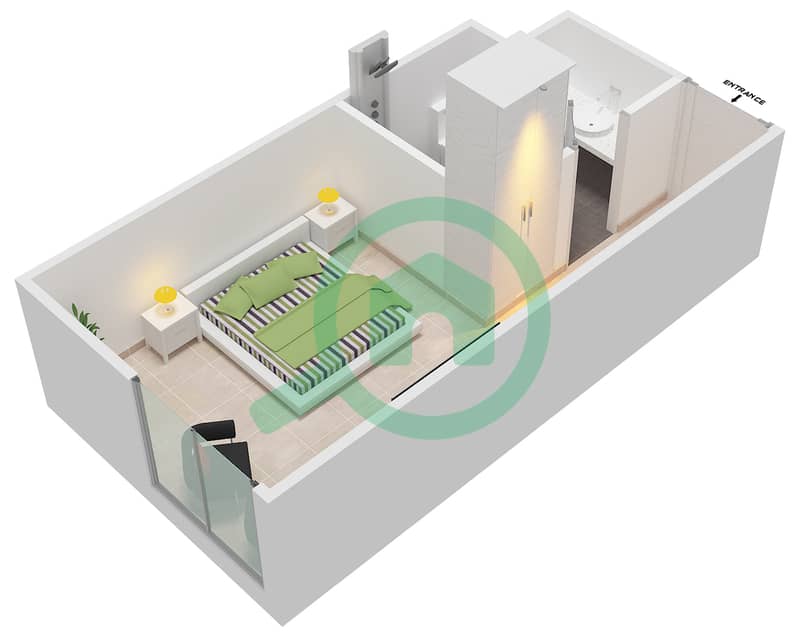 المخططات الطابقية لتصميم الوحدة 1,3,5 شقة استوديو - روﭪ سيتي ووك interactive3D