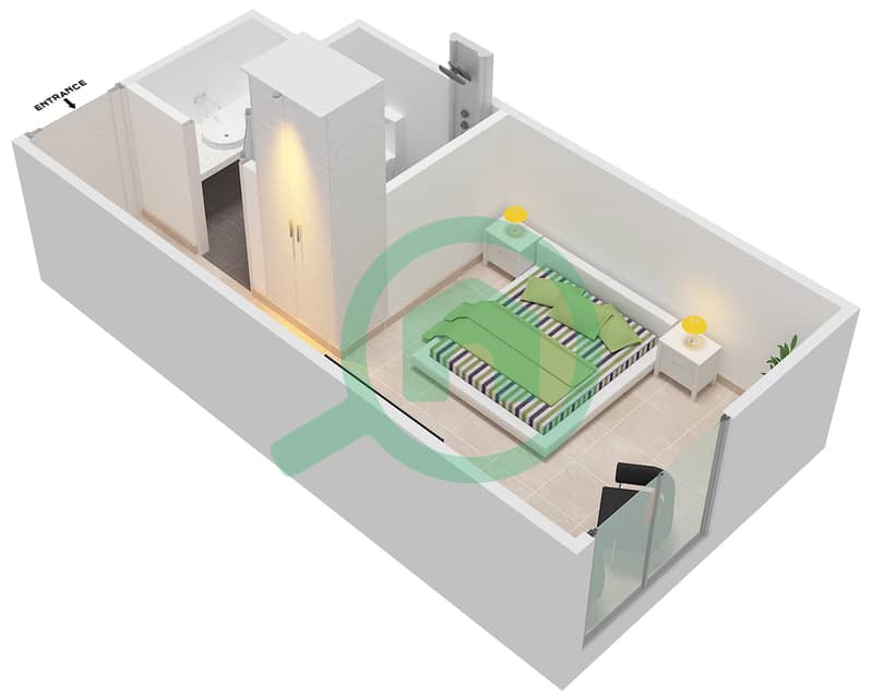 المخططات الطابقية لتصميم الوحدة 2,4,6 شقة استوديو - روﭪ سيتي ووك interactive3D
