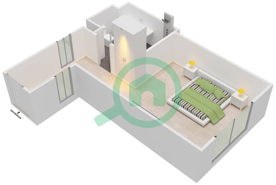 Rove City Walk - Studio Apartment Unit 31 Floor plan interactive3D
