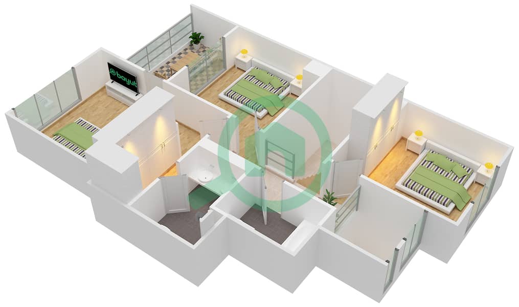 艾玛尔南区 - 4 卧室联排别墅类型／单位CLUSTER/TH4-E戶型图 interactive3D