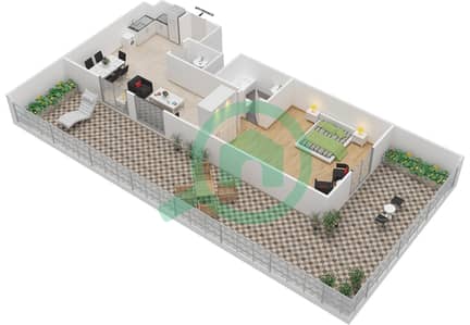 المخططات الطابقية لتصميم الوحدة 3A شقة 1 غرفة نوم - مساكن مسار