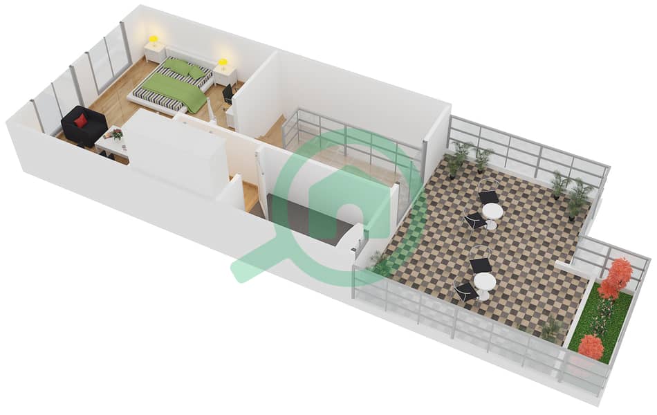 المخططات الطابقية لتصميم النموذج 325 تاون هاوس 3 غرف نوم - دايموند فيوز 1 Second Floor interactive3D