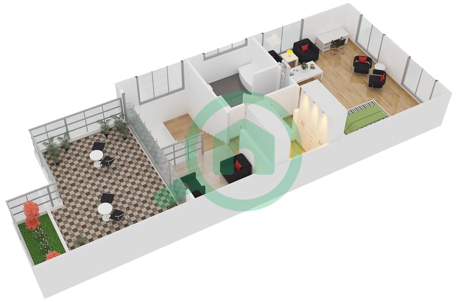 المخططات الطابقية لتصميم النموذج 426 تاون هاوس 4 غرف نوم - دايموند فيوز 1 Second Floor interactive3D