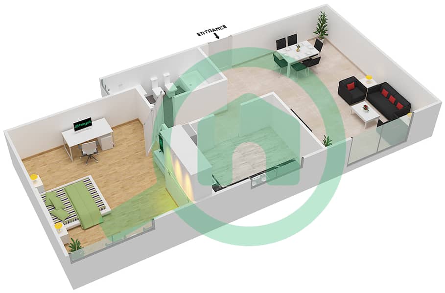 Moon Tower 1 - 1 Bedroom Apartment Unit 6 FLOOR 21-25 Floor plan interactive3D