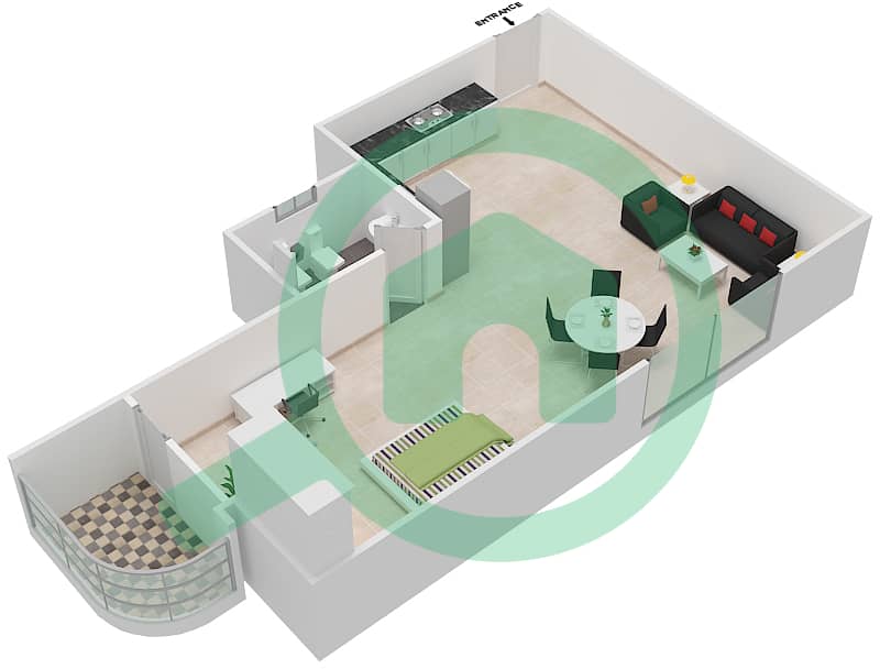 المخططات الطابقية لتصميم الوحدة 2 FLOOR 21-25 شقة استوديو - برج القمر 1 Floor 21-25 interactive3D
