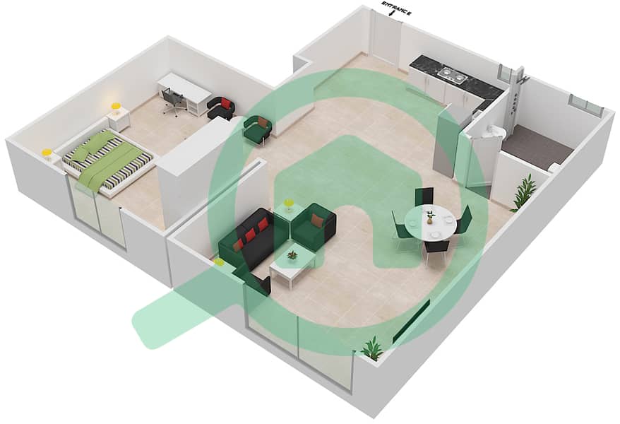 Мун Тауэр 1 - Апартамент Студия планировка Единица измерения 8 FLOOR 21-25 interactive3D