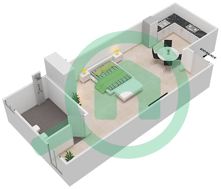 Moon Tower 1 - Studio Apartment Unit 2 GROUND FLOOR Floor plan interactive3D