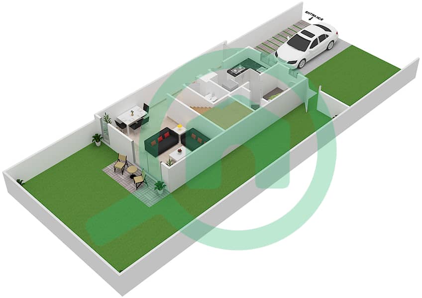 المخططات الطابقية لتصميم النموذج CLASSIC CORNER A تاون هاوس 2 غرفة نوم - نسمة ريزيدنس interactive3D