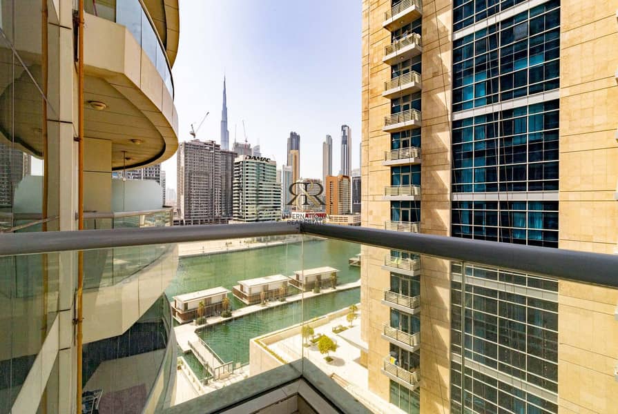 With 360 Video Tour | Partial Dubai Canal and Burj Khalifa View with Balcony