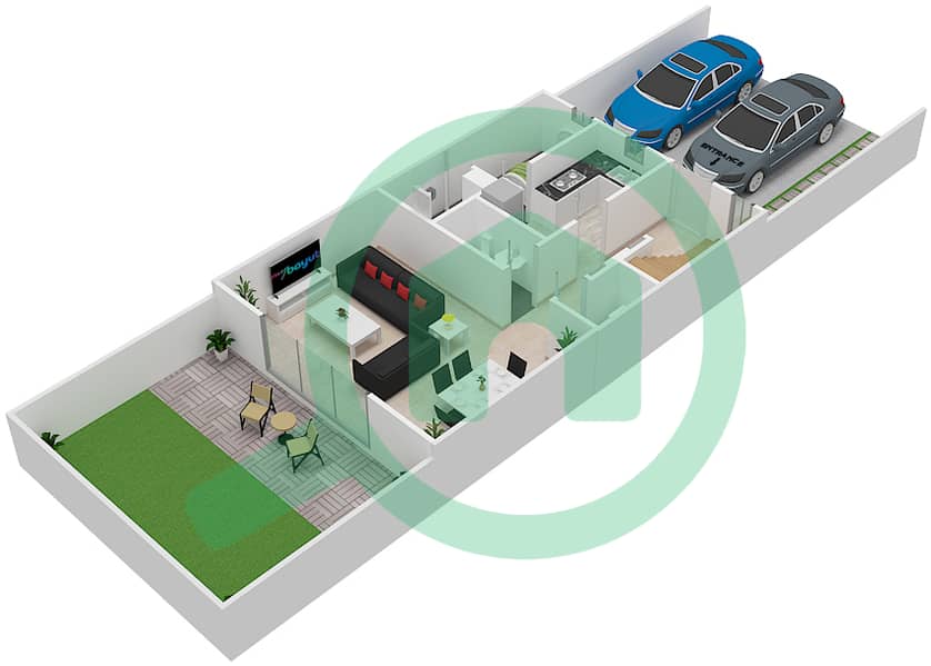 Nasma Residence - 3 Bedroom Townhouse Type CLASSIC B Floor plan interactive3D