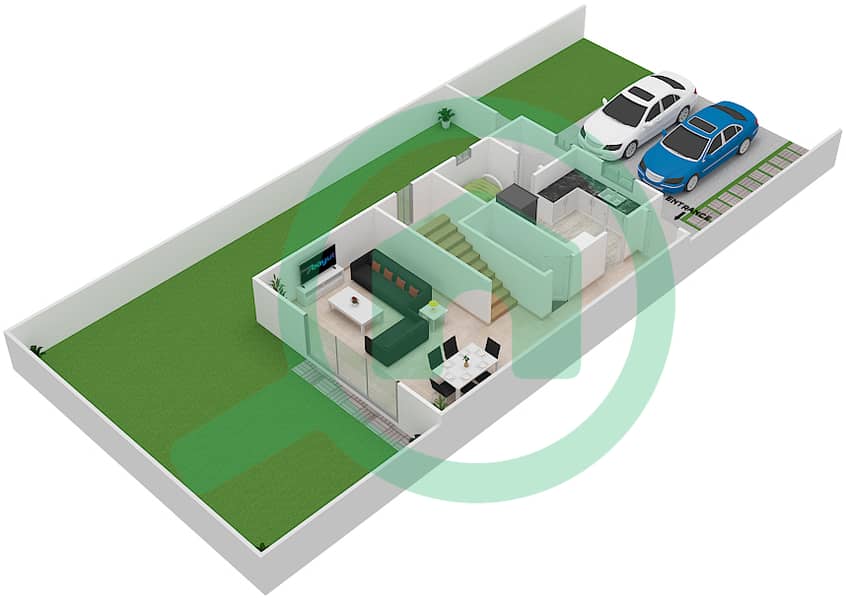 Nasma Residence - 3 Bedroom Townhouse Type DELUXE B Floor plan interactive3D