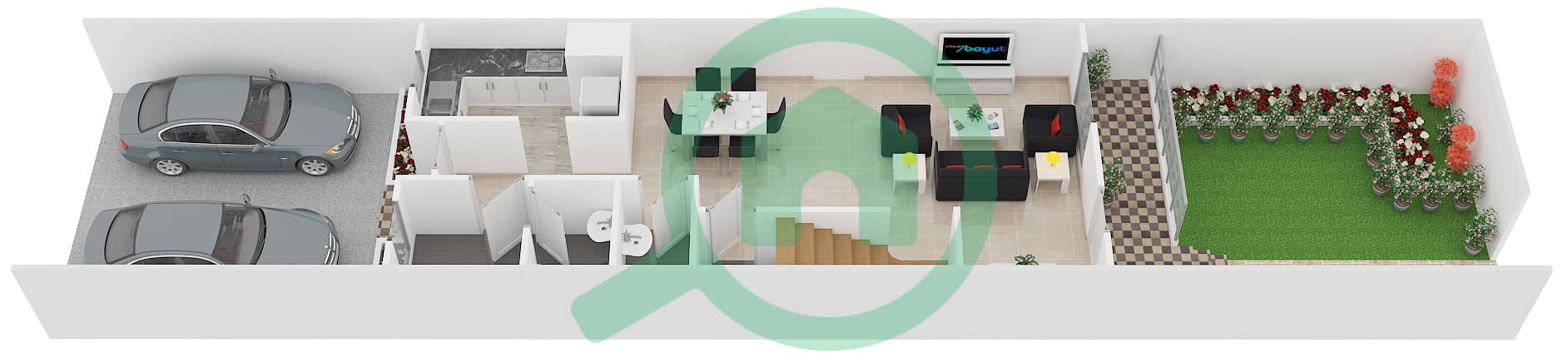 丁香园 - 3 卧室别墅类型M戶型图 Ground Floor interactive3D