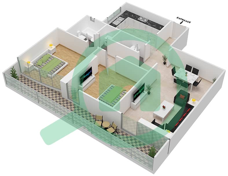 Nasser Tower - 2 Bedroom Apartment Type F04 FIRST FLOOR Floor plan First Floor interactive3D