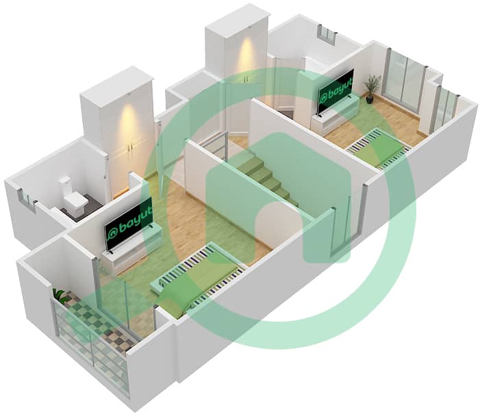 Nasma Residence - 2 Bedroom Townhouse Type DELUXE A Floor plan interactive3D