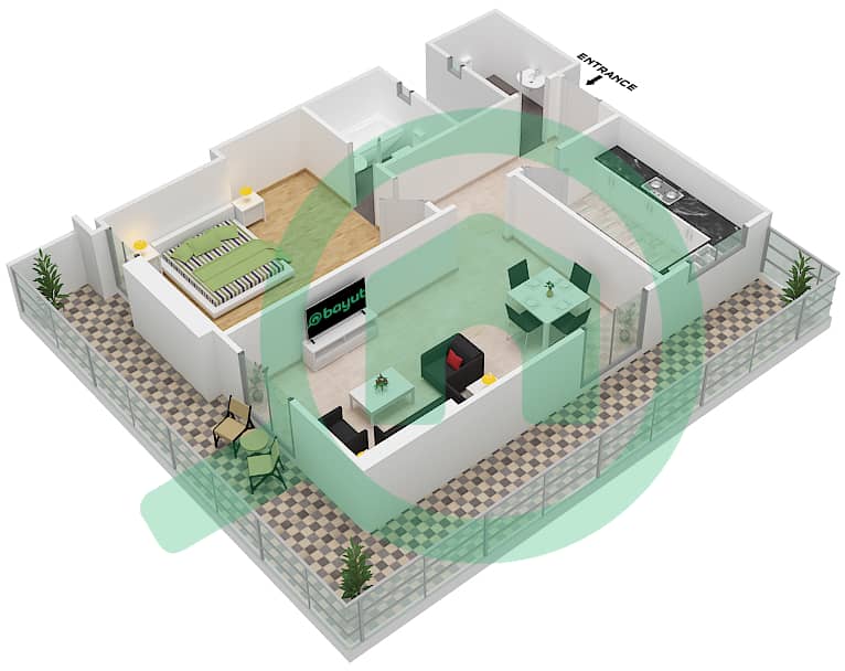المخططات الطابقية لتصميم النموذج F07 FIRST FLOOR شقة 1 غرفة نوم - برج ناصر interactive3D