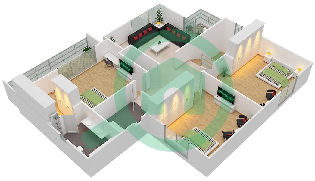 Nasma Residence - 4 Bedroom Villa Type SIGNATURE A Floor plan interactive3D