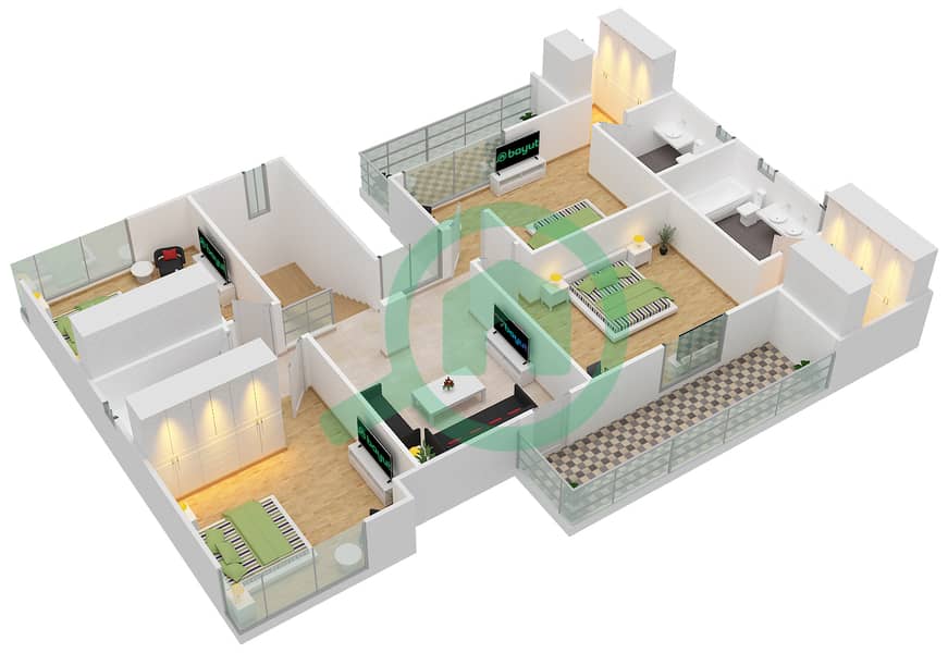 纳斯玛住宅综合体 - 5 卧室别墅类型SIGNATURE B戶型图 interactive3D