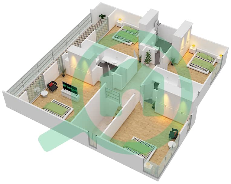 纳斯玛住宅综合体 - 4 卧室别墅类型SEMI-DETACHED DELUXE A戶型图 interactive3D