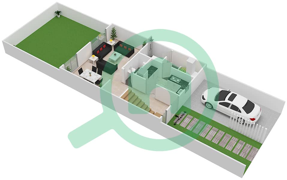 المخططات الطابقية لتصميم النموذج CLASSIC C تاون هاوس 2 غرفة نوم - نسمة ريزيدنس interactive3D